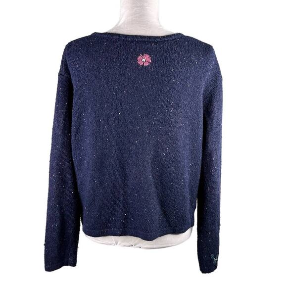 Northern Reflections Sweater Cardigan Large Navy Pink Floral L - Picture 4 of 12
